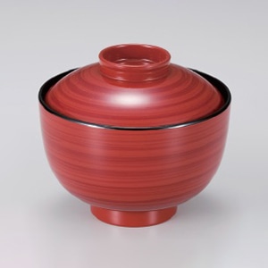 若泉漆器 3.4寸弥生吸椀　朱木目  W-10-3 1個（ご注文単位1個）【直送品】