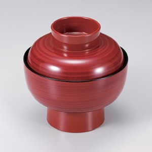 若泉漆器 古代椀　朱木目  W-10-8 1個（ご注文単位1個）【直送品】