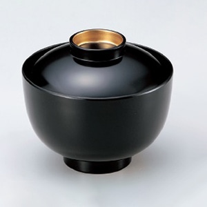 若泉漆器 3.4寸弥生吸椀　黒つば金  W-10-1 1個（ご注文単位1個）【直送品】