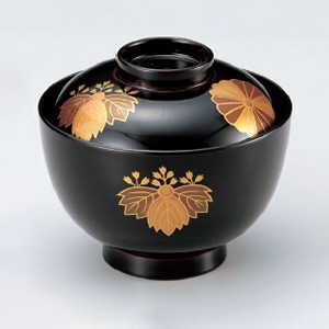 若泉漆器 3.8寸仙才椀　溜桐菊  W-10-6 1個（ご注文単位1個）【直送品】