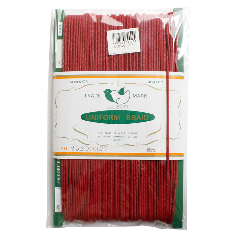 一井商店 ワックスコード 径2mm×50m エンジ CD2520-27 1巻（ご注文単位1巻）【直送品】