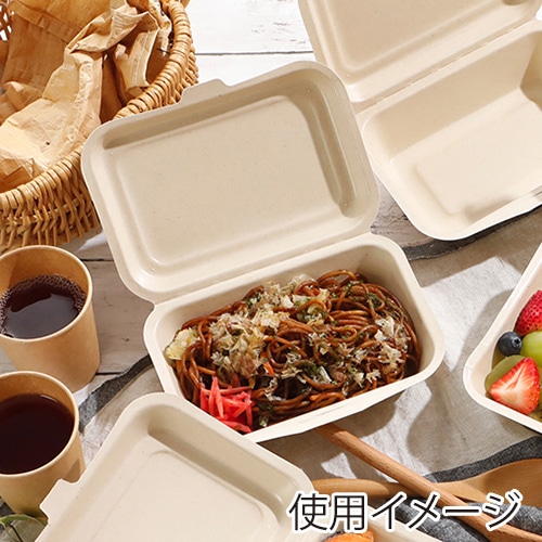 チェーンストリーム 弁当容器 バガスランチボックス ラミ加工 450ml 1箱(ご注文単位1箱)【直送品】