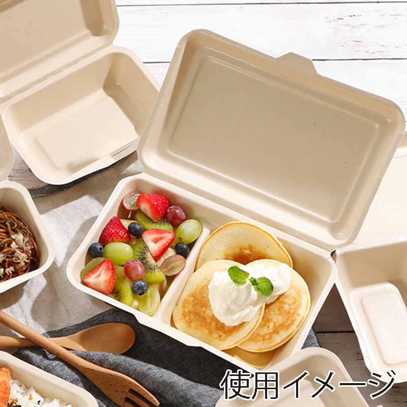 チェーンストリーム 弁当容器 バガスランチボックス ラミ加工 1000ml 1箱(ご注文単位1箱)【直送品】