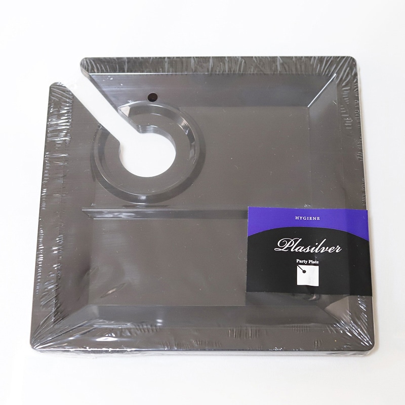 ティー・ティー・シー プラシルバー パーティープレート 黒 5枚入 T-001B 1パック（ご注文単位10パック）【直送品】