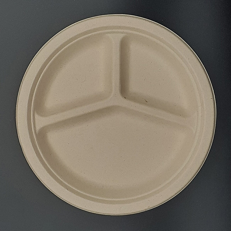 ダイモン エコ容器　ムギ＆タケプレート 3Partition　26cm AGM-13 50枚/袋 （ご注文単位16袋）【直送品】