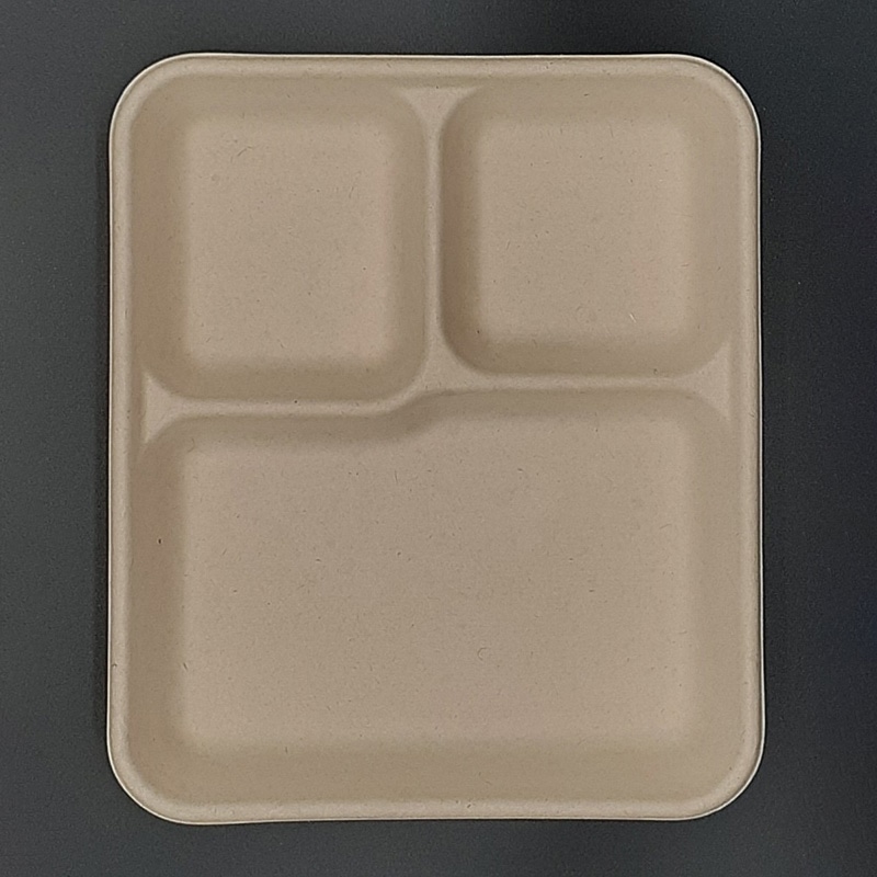 ダイモン エコ容器　ムギ＆タケトレイ 3Partition AGM-17 50枚（ご注文単位10袋）【直送品】