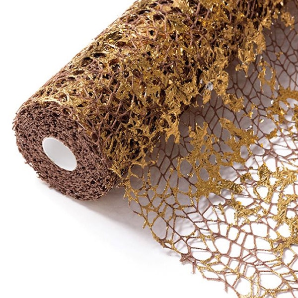 秦貴 ラッピングペーパー ゴールド・K・メッシュ No.5 ブラウン FSK0098 1本(ご注文単位1本)【直送品】