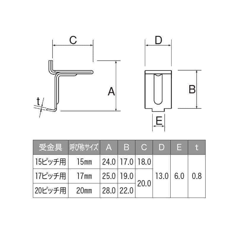 宇佐美工業 棚柱用ツメ F型 TO-189 15ピッチ用 TO-189HL-15 1個(ご注文単位1個)【直送品】