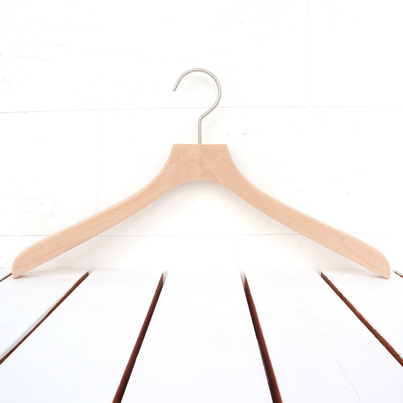 チャナカンパニー 木製ハンガー メンズシャツ用 ホワイトニッケルパーツ 10本セット TP-CHA4218W 1セット(ご注文単位10セット)【直送品】