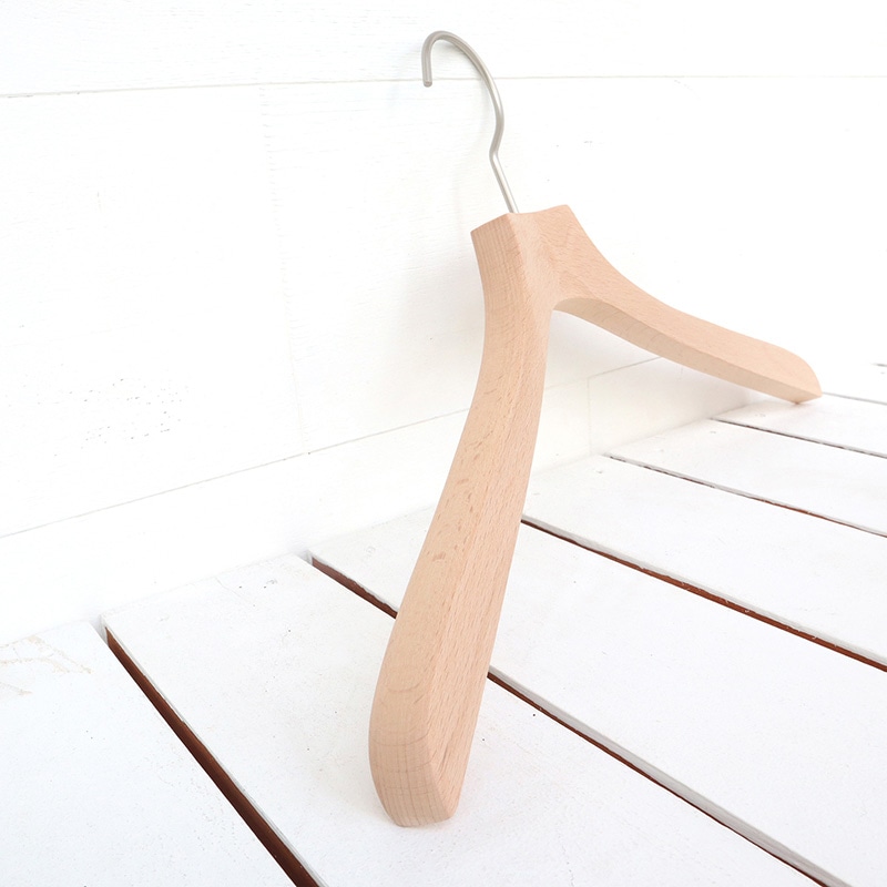 チャナカンパニー 木製ハンガー メンズシャツ用 ホワイトニッケルパーツ 10本セット TP-CHA4218W 1セット(ご注文単位10セット)【直送品】