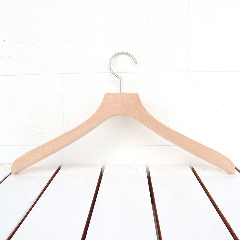 チャナカンパニー 木製ハンガー メンズシャツ用 ホワイトニッケルパーツ 10本セット TP-CHA4218W 1セット(ご注文単位10セット)【直送品】