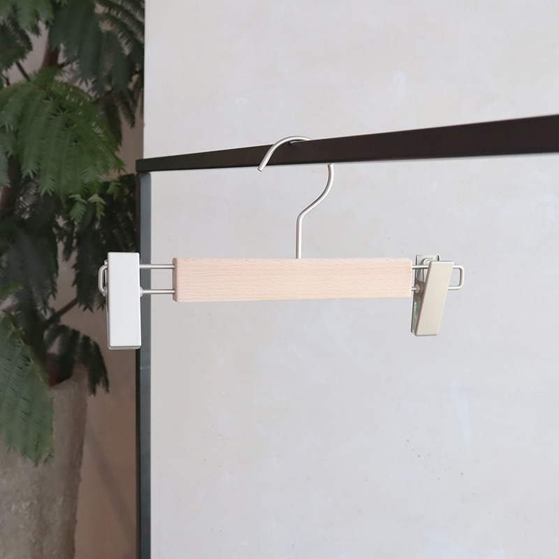 チャナカンパニー 木製ハンガー ユニセックスボトムス用 ホワイトニッケルパーツ 10本セット BT-CHA280W 1セット(ご注文単位10セット)【直送品】