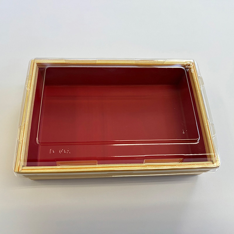 高津紙器 紙わっぱ 折り箱 蓋付き 中 木目 KC-165 50個/箱（ご注文単位1箱）【直送品】