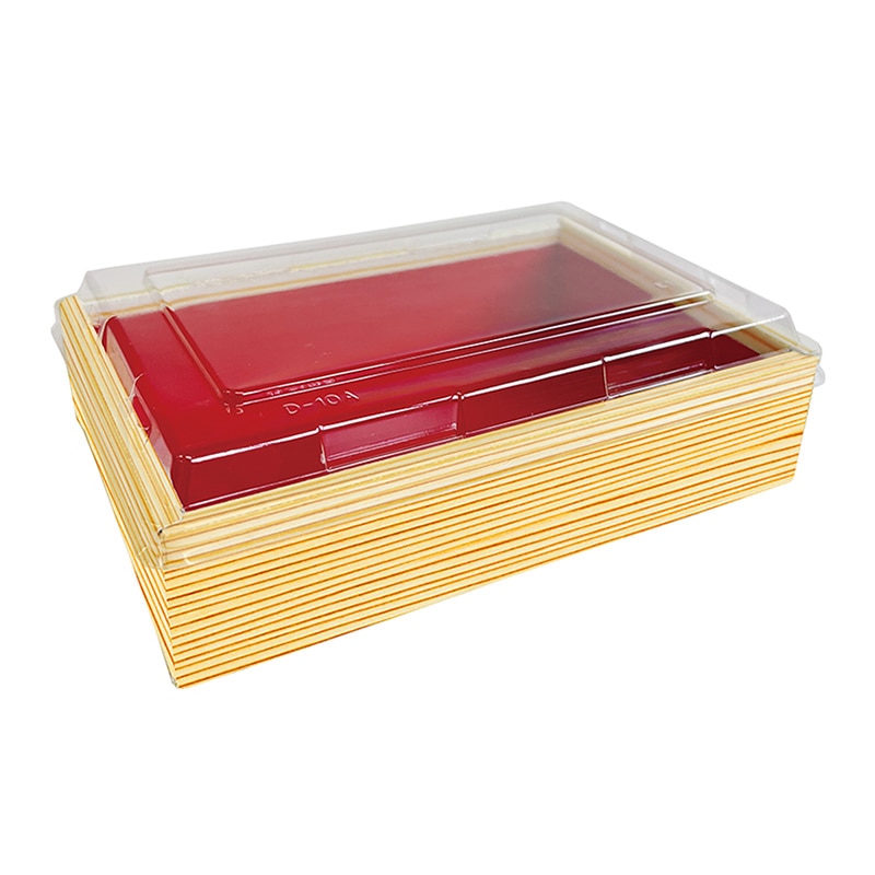 高津紙器 紙わっぱ 折り箱 蓋付き 中 木目 KC-165 50個/箱(ご注文単位1箱)【直送品】