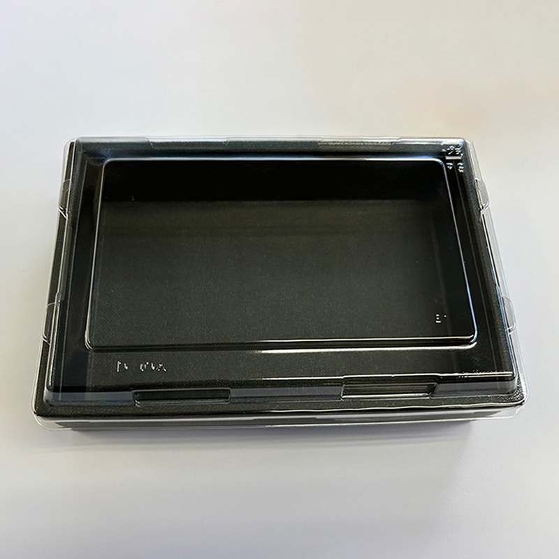 高津紙器 紙わっぱ 折り箱 蓋付き 中 黒 KC-165 50個/箱（ご注文単位1箱）【直送品】