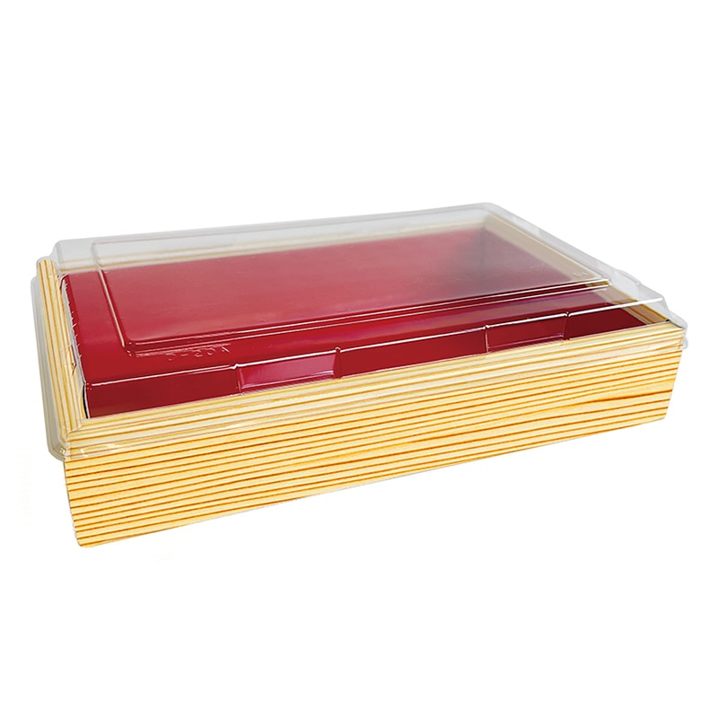 高津紙器 紙わっぱ 折り箱 蓋付き 大 木目 KC-208 50個/箱（ご注文単位1箱）【直送品】