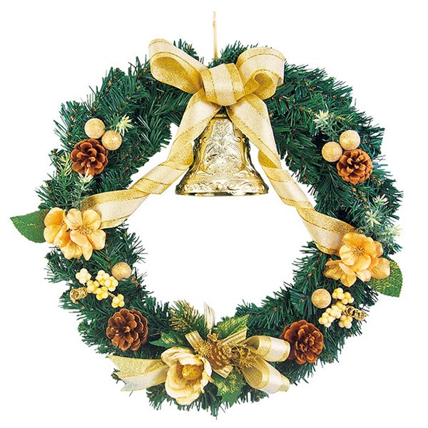 アルファ クリスマスリース 40cm ゴールド TA5-3166GO 1個（ご注文単位1個）【直送品】