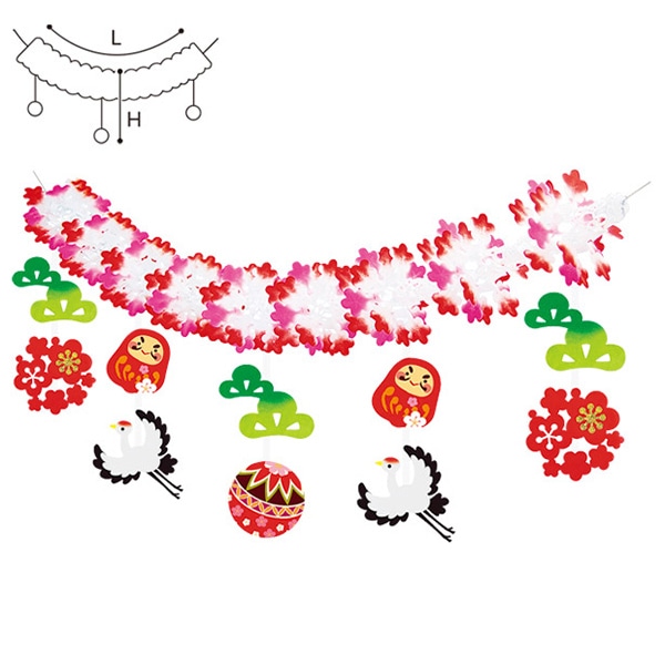 アルファ 招福だるまガーランド TA7-1145 1個（ご注文単位2個）【直送品】