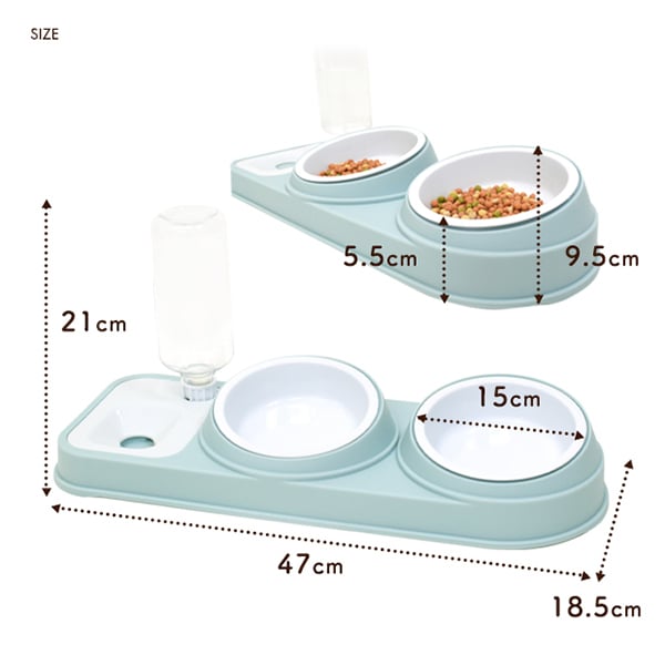 プラタ 2ボウルフードスタンド 自動給水ボトル付き ブルー pt-p018bl 1個(ご注文単位1個)【直送品】