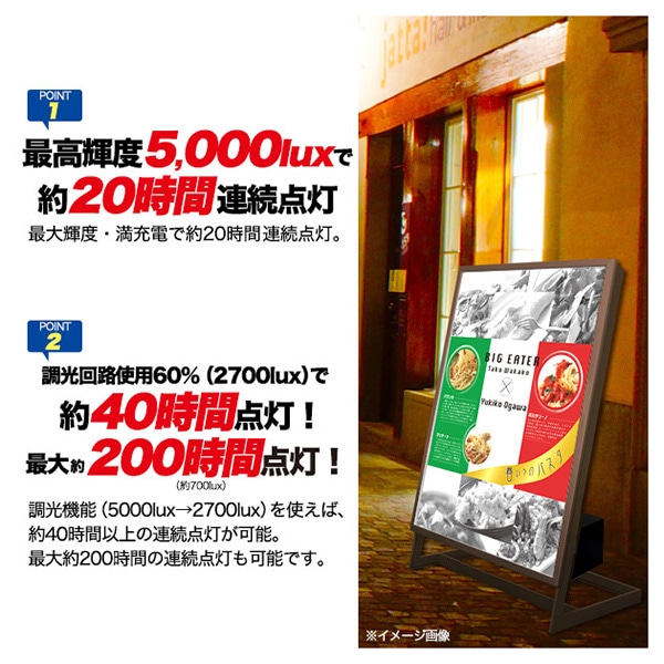 プラタ LEDスタンドパネル L型 片面 A1 シルバー リン酸バッテリー搭載 lb092 1セット(ご注文単位1セット)【直送品】