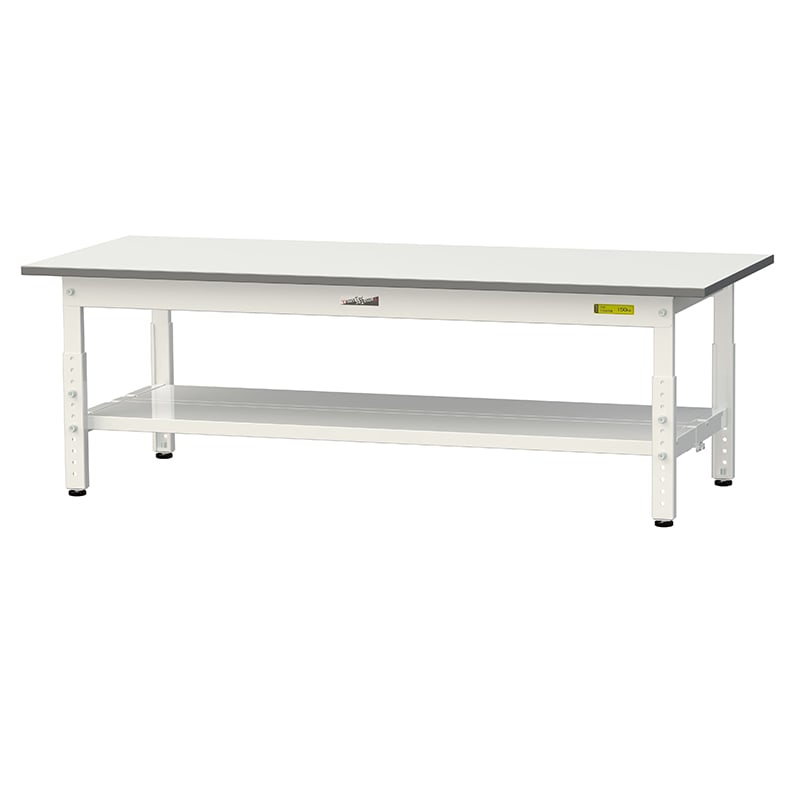 山金工業 ワークテーブル150　高さ調整タイプ　低床用 H400～575mm　全面棚板付 1500×600 1台（ご注文単位1台）【直送品】