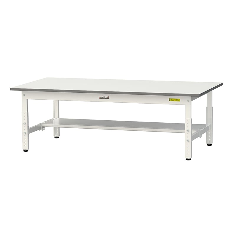 山金工業 ワークテーブル150　高さ調整タイプ　低床用 H400～575mm　半面棚板付 1500×750 1台（ご注文単位1台）【直送品】
