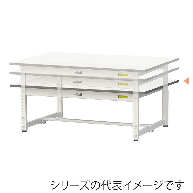 山金工業 ワークテーブル150 高さ調整タイプ 低床用 H400~575mm 半面棚板付 1800×450 1台(ご注文単位1台)【直送品】