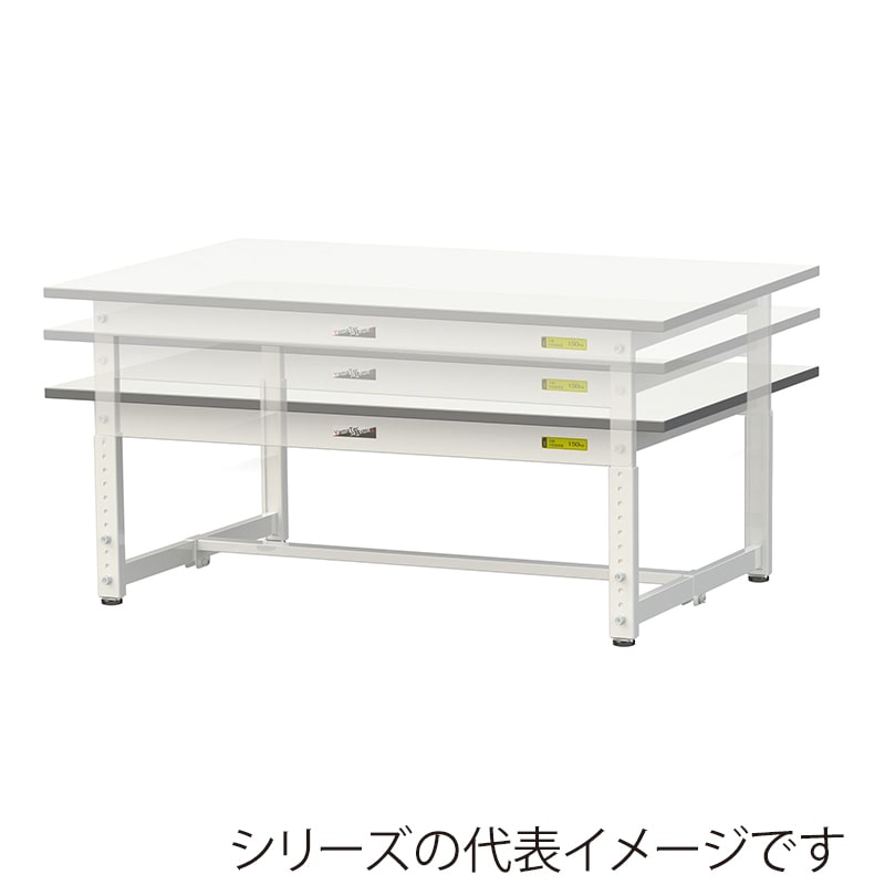 山金工業 ワークテーブル150　高さ調整タイプ　低床用 H400～575mm　半面棚板付 1800×900 1台（ご注文単位1台）【直送品】