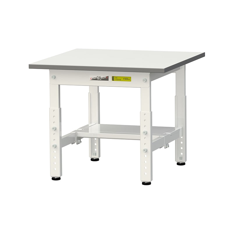 山金工業 ワークテーブル150　高さ調整タイプ　低床用 H400～575mm　半面棚板付 600×600 1台（ご注文単位1台）【直送品】
