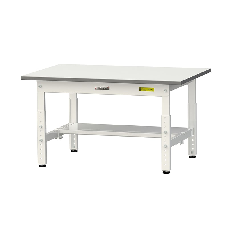 山金工業 ワークテーブル150　高さ調整タイプ　低床用 H400～575mm　半面棚板付 900×600 1台（ご注文単位1台）【直送品】