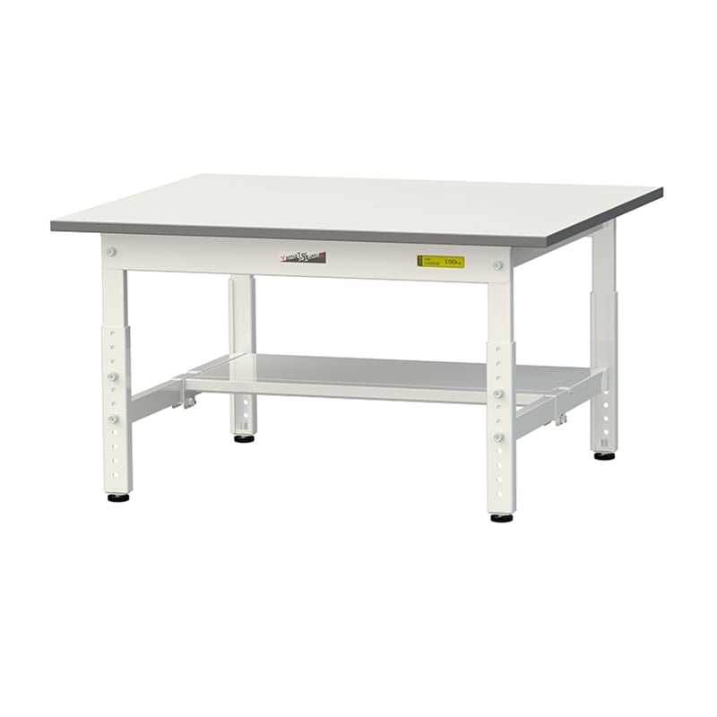 山金工業 ワークテーブル150　高さ調整タイプ　低床用 H400～575mm　半面棚板付 900×750 1台（ご注文単位1台）【直送品】