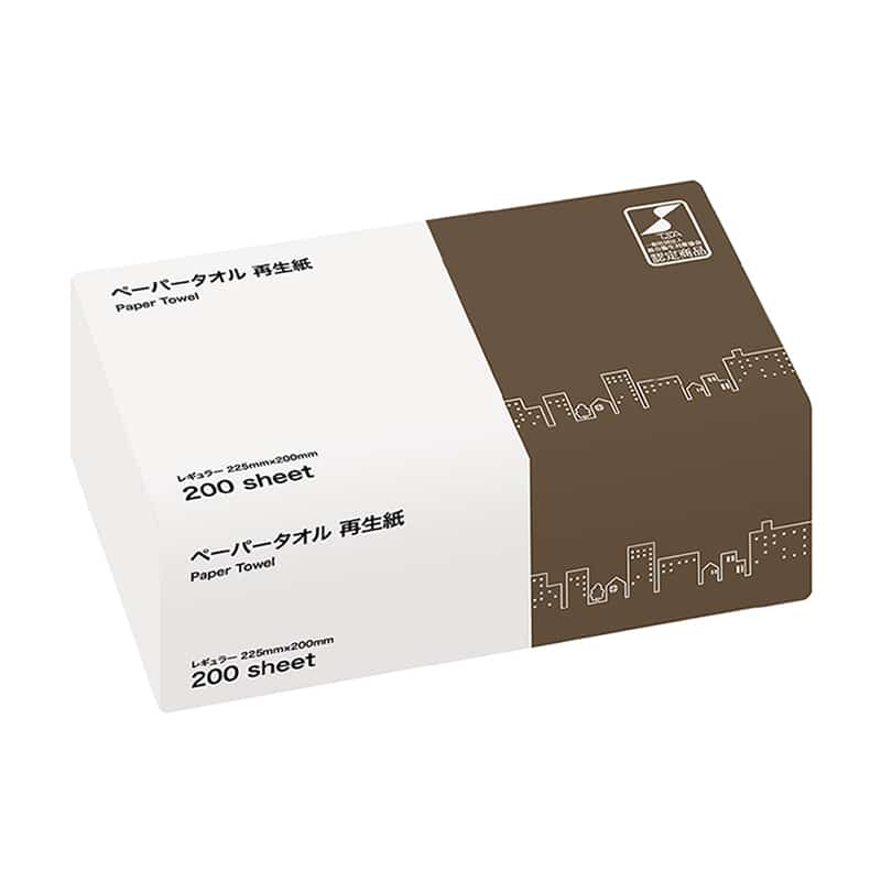 大一産業 TSC ペーパータオル 再生紙 レギュラー 200枚入 1袋/パック（ご注文単位60パック）【直送品】