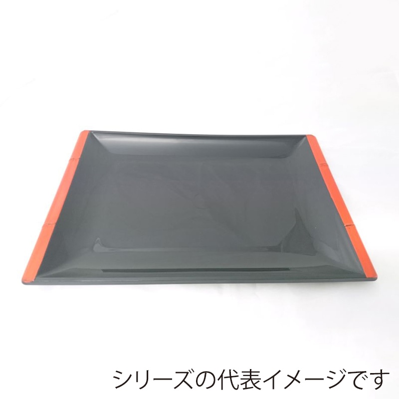 ニシキ プラスチック皿 長角皿 中 赤フチ 10枚/袋(ご注文単位10袋)【直送品】