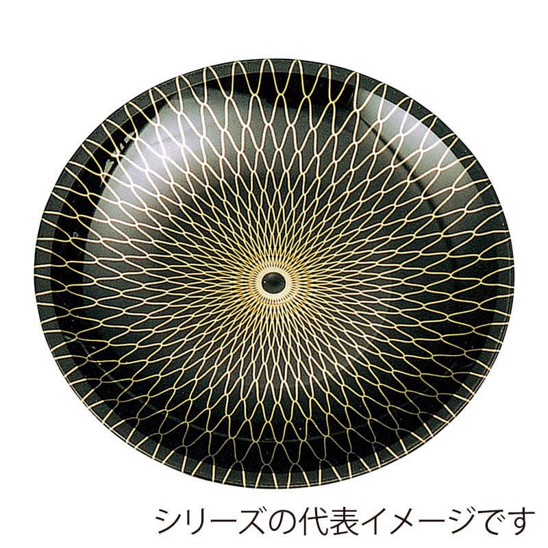 ニシキ プラスチック皿 丸皿 D-25 黒網目ゴールド 25枚/袋（ご注文単位12袋）【直送品】