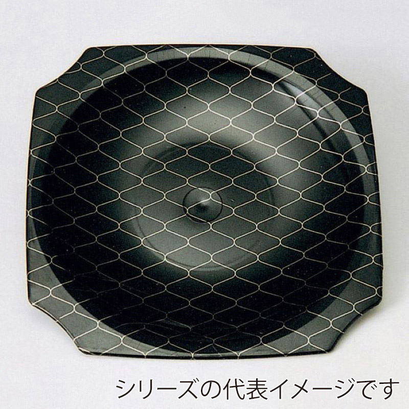 ニシキ プラスチック皿 関門 19 EL黒網目ゴールド 50枚/袋（ご注文単位8袋）【直送品】