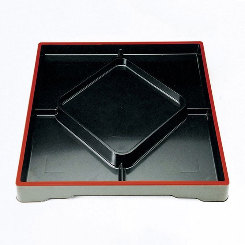 ニシキ 会席弁当容器 みやび フタセット 40 赤フチ 5枚/袋（ご注文単位4袋）【直送品】