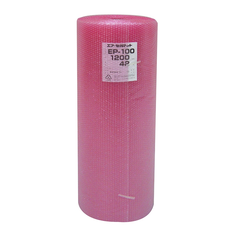 和泉 気泡緩衝材 エアセルマット ロール 帯電防止 EP-100 ピンク 1200mm×42m 1本/袋（ご注文単位1袋）【直送品】