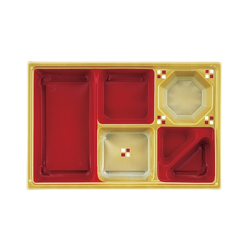 アヅミ産業 幕の内弁当容器 本体 T-90-60-I 赤金 50枚/袋(ご注文単位12袋)【直送品】