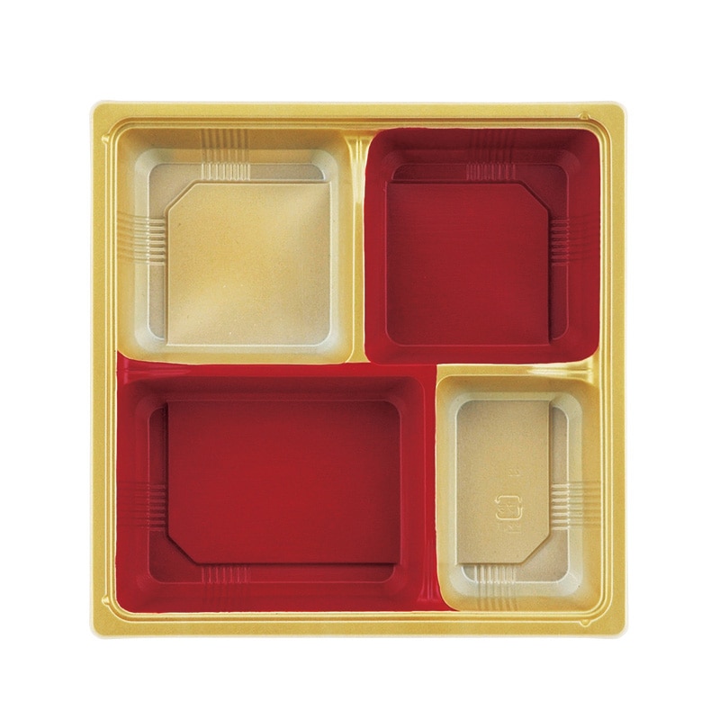 アヅミ産業 幕の内弁当容器 本体 T-70-G 赤金 50枚/袋(ご注文単位16袋)【直送品】