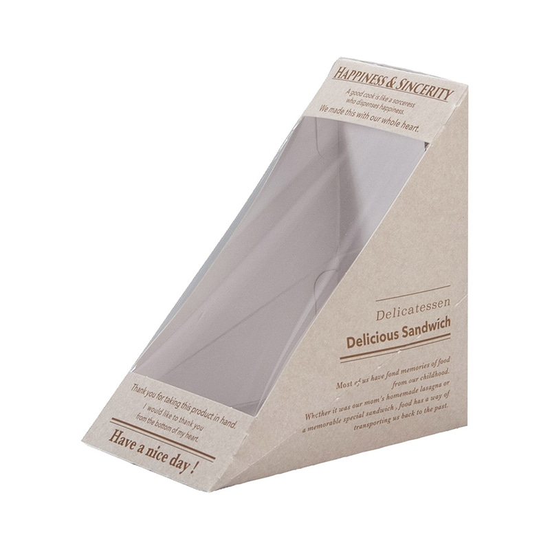 ペーパークラフト 食品容器 三角サンドワンタッチ箱 75 柄付 50枚/袋