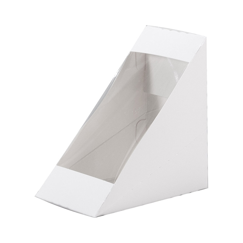 ペーパークラフト 食品容器 三角サンドワンタッチ箱 75 白無地 50枚/袋