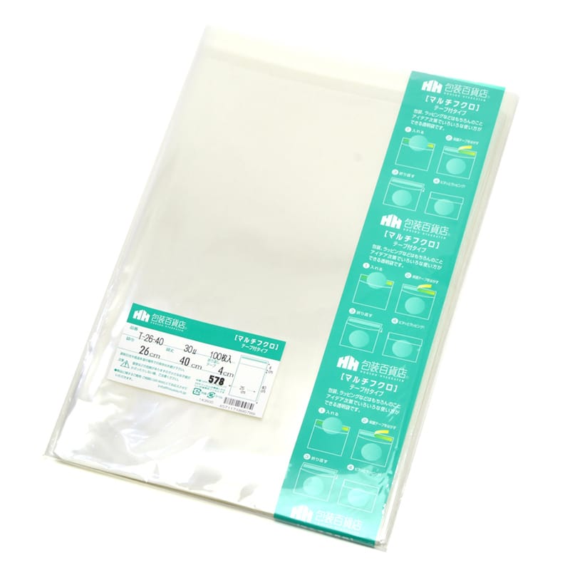 三宝 OPP袋 マルチフクロ テープ付 T-26-40 1冊（ご注文単位1冊）【直送品】