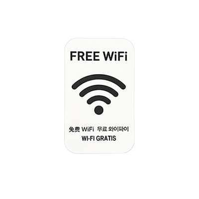 フジケース インバウンド対応シール　マルチグラム FREE　WiFi　名刺サイズ　白 579　NC　WTH 1枚（ご注文単位1枚）【直送品】