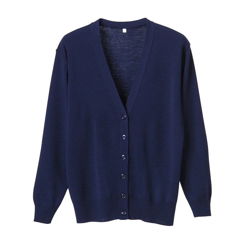 抗ピル長袖カーディガン D-1001 L ネイビー 1個(ご注文単位1個)【直送品】