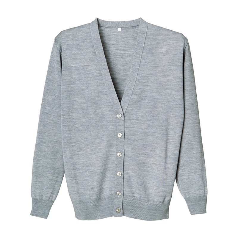 抗ピル長袖カーディガン　D-1001　LL 杢グレー  1個（ご注文単位1個）【直送品】