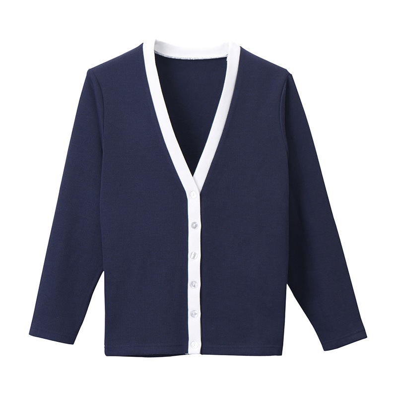 カーディガン　C-04　LL　ネイビー×ホワイト   1個（ご注文単位1個）【直送品】