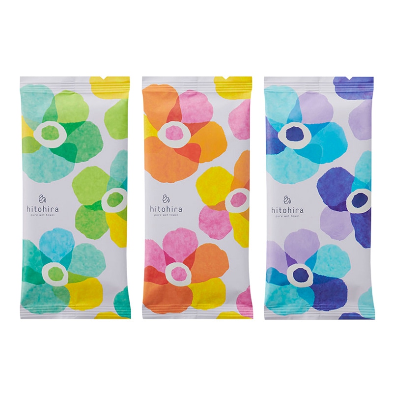 mimoto ウェットタオル hitohira フラワー 3種アソート 100枚/箱（ご注文単位3箱）【直送品】