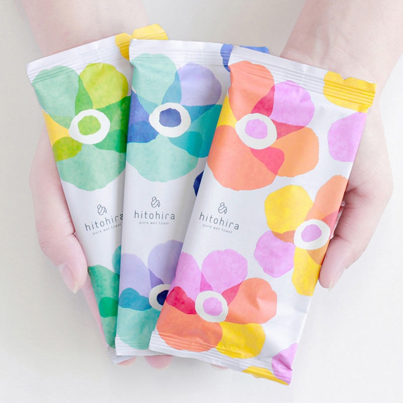 mimoto ウェットタオル hitohira フラワー 3種アソート 100枚/箱(ご注文単位3箱)【直送品】