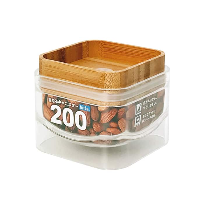 ビッテ 重なるキャニスター バンブー スクエア 200ml 812cbs＿200 1個（ご注文単位1個）【直送品】