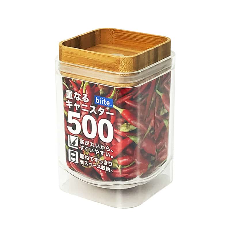 ビッテ 重なるキャニスター バンブー スクエア 500ml 814cbs＿500 1個（ご注文単位1個）【直送品】